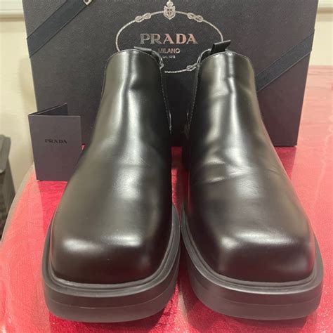 prada spazzolato chelsea on|PRADA Spazzolato Rois Mens Monolith Chelsea 55mm Ankle.